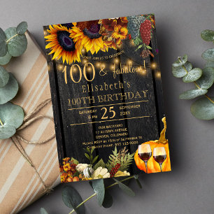 100 fantastische Jahre rustikaler Herbst 100. Gebu Einladung