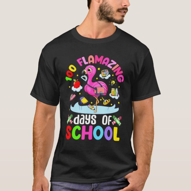 100 Flamazing Days Of School Flamingo 100th Day Gi T-Shirt (Vorderseite)