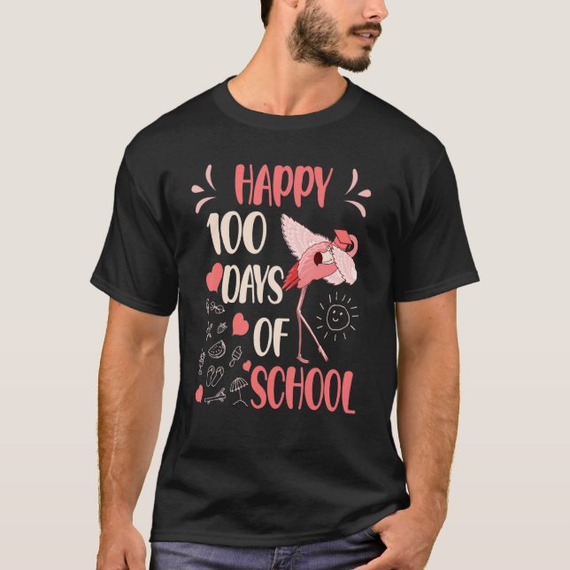100 Flamazing Days of School Flamingo 100th Day Te T-Shirt (Vorderseite)