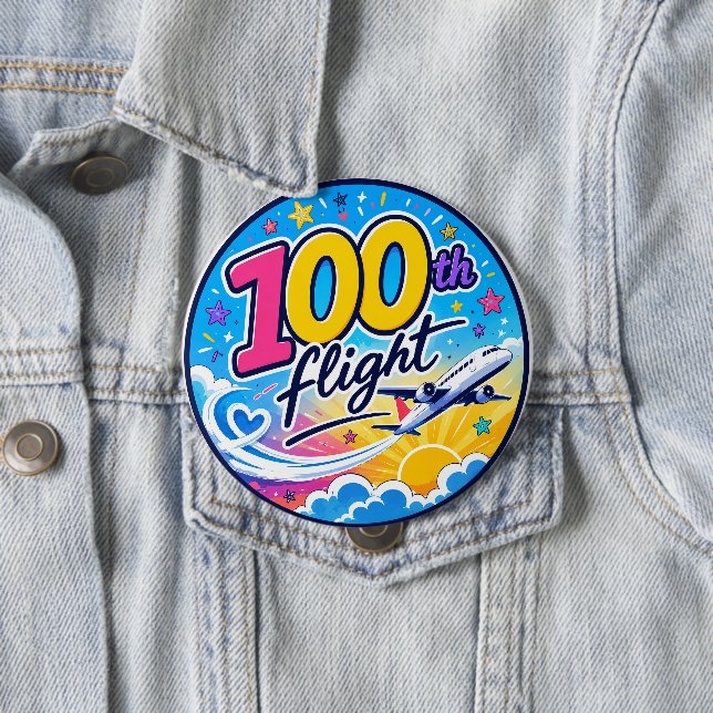 100. Flug farbenfrohes Flugzeug Reise Souvenir Button (Beispiel)