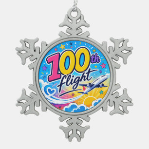 100. Flug farbenfrohes Flugzeug Reise Souvenir Schneeflocken Zinn-Ornament