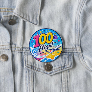 100. Flug farbenfrohes Flugzeug Reiseandenken Button