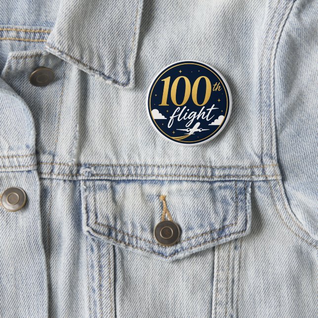 100. Flug Gold Flugzeug Reise Erinnerung Button (Beispiel)