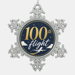 100. Flug Gold Flugzeug Reise Erinnerung Schneeflocken Zinn-Ornament