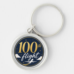 100. Flug Gold Flugzeug Reise Souvenir Schlüsselanhänger