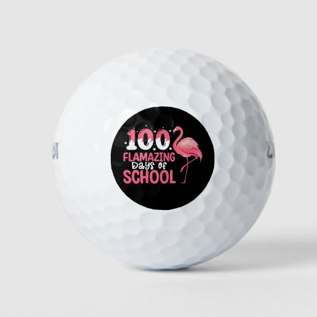 100 Flverblüffende Tage der Schule Flamingo Lehrer Golfball (Vorderseite)