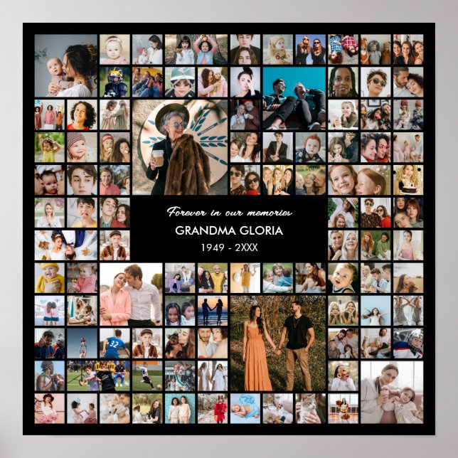 100 Foto-Collage Personalisiertes Bild Geschenk Qu Poster (Vorne)