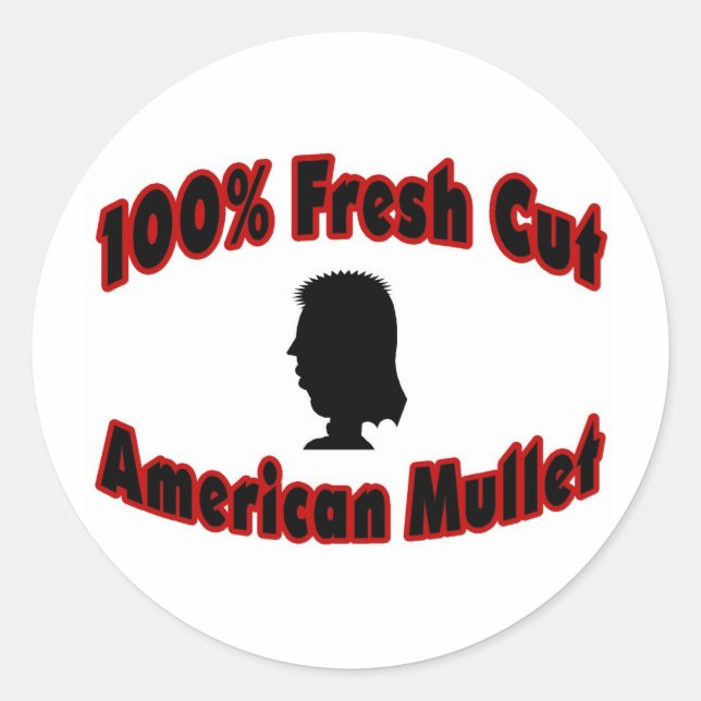 100% Frischschnitt American Mullet Runder Aufkleber (Vorderseite)