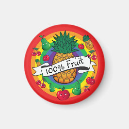 "100% Frucht" Regenbogenfarbene kawaii-Früchte Magnet