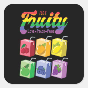 100 % Fruchtigkeit - Liebe, Frieden, Stolz: Regenb Quadratischer Aufkleber