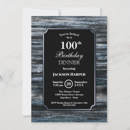 100. Geburtstag Abendessen Holz Party Einladung