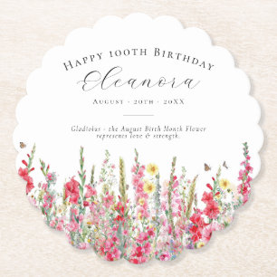 100. Geburtstag August Birth Blume Custom Untersetzer