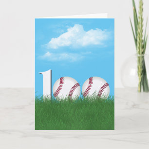 100. Geburtstag Baseball auf grünem Gras Karte
