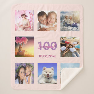 100. Geburtstag bkush Rose Gold Foto Collage Name Sherpadecke