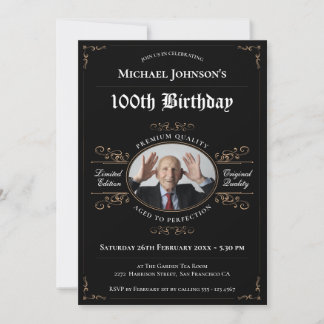 100. Geburtstag Black Gold Aged to Perfection Gran Einladung
