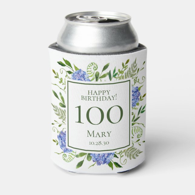 100. Geburtstag Blue Hydrangeas Dosenkühler (Kanne Rückseite)