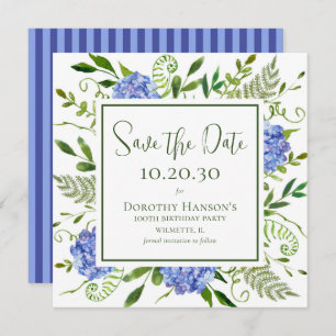 100. Geburtstag Blue Hydrangeas Save The Date