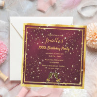 100. Geburtstag burgundy Goldblasen