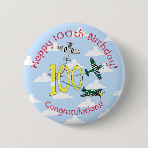 100. Geburtstag der Mustangs (Blauer Himmel) Abzei Button