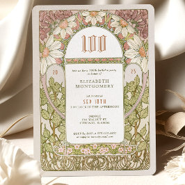 100. Geburtstag Einladung Art Nouveau Daisies