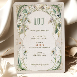 100 Geburtstag Einladung Belle Epoche Vintag Mucha