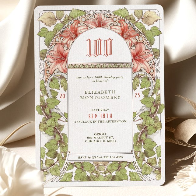 100 Geburtstag Einladung Jugendstil Alphonse Mucha (Von Creator hochgeladen)
