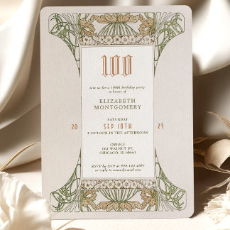 100. Geburtstag Einladung Jugendstil von Mucha