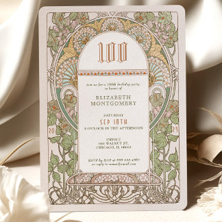 100. Geburtstag Einladung Jugendstil von Mucha