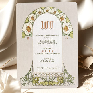 100. Geburtstag Einladung Jugendstil von Mucha