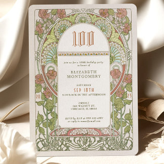 100. Geburtstag Einladung Jugendstil von Mucha