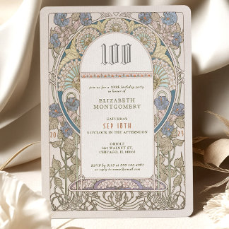 100. Geburtstag Einladung Jugendstil von Mucha