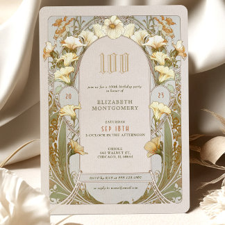 100. Geburtstag Einladung Jugendstil von Mucha
