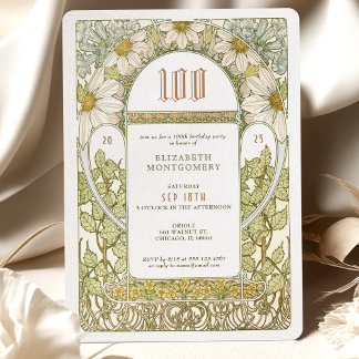 100. Geburtstag Einladung Jugendstil von Mucha