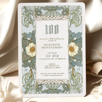 100. Geburtstag Einladung Jugendstil von Mucha