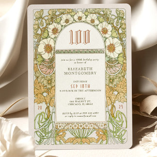 100. Geburtstag Einladung Jugendstil von Mucha