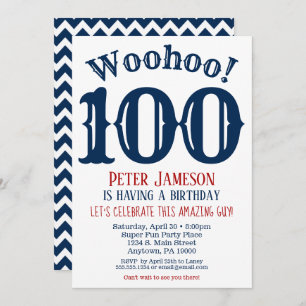 100. Geburtstag Einladung Mens Navy Blue