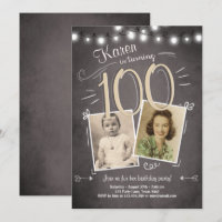 100. Geburtstag Einladung Vintagen Hundert Geburts