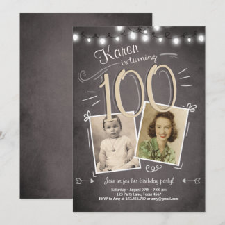 100. Geburtstag Einladung Vintagen Hundert Geburts