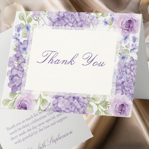 100. Geburtstag Elegant Lila Blumen Dankeschön Dankeskarte