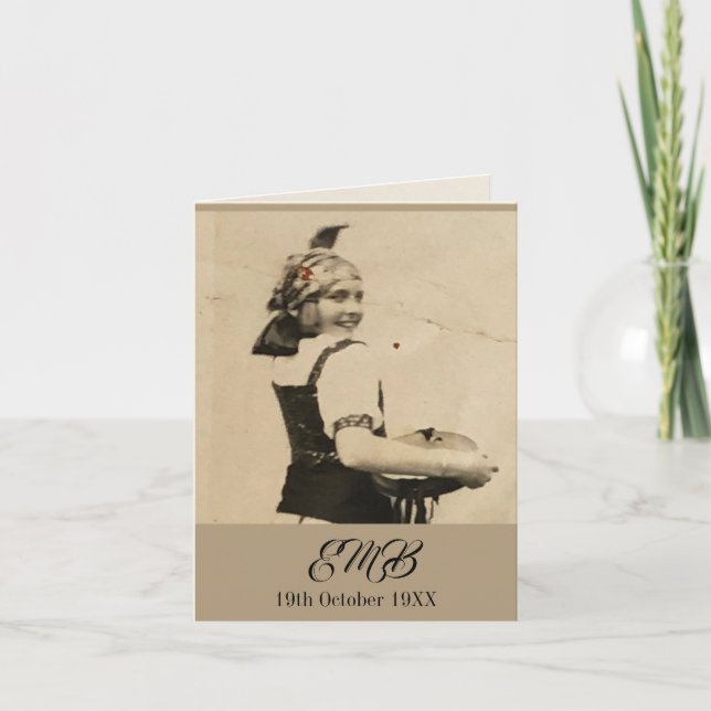 100. Geburtstag Elegantes Monogramm-Foto gefaltet Einladung (Vorderseite)