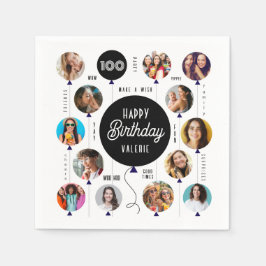 100. Geburtstag Foto Balloons Serviette