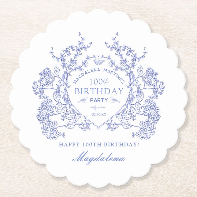 100. Geburtstag Französisches Blumengebirge Wappen Untersetzer (Vorderseite)