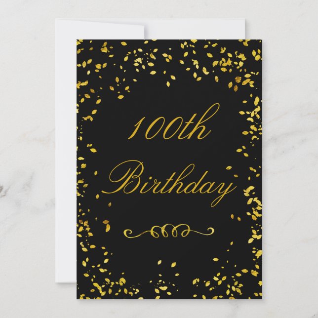 100. Geburtstag Glamour Gold Confetti Einladung (Vorderseite)