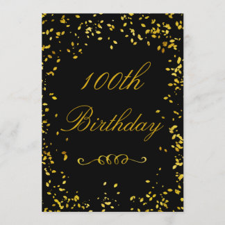 100. Geburtstag Glamour Gold Confetti Einladung