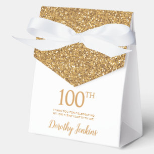 100. Geburtstag Gold Glitter Danke Geschenkschachtel