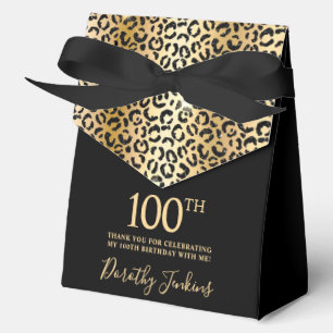 100. Geburtstag Gold Leopard Print Danke Geschenkschachtel