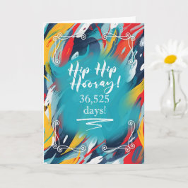 100. Geburtstag Hip Hip Hooray Painted Strokes Karte