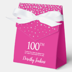 100. Geburtstag Hot Pink Glitzernde Dankeschön Geschenkschachtel