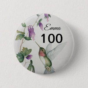 100. Geburtstag Hübscher Vogelschutz-Blume Button