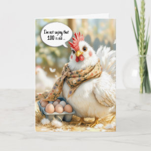 100. Geburtstag Huhn mit Eiern im Karton Karte